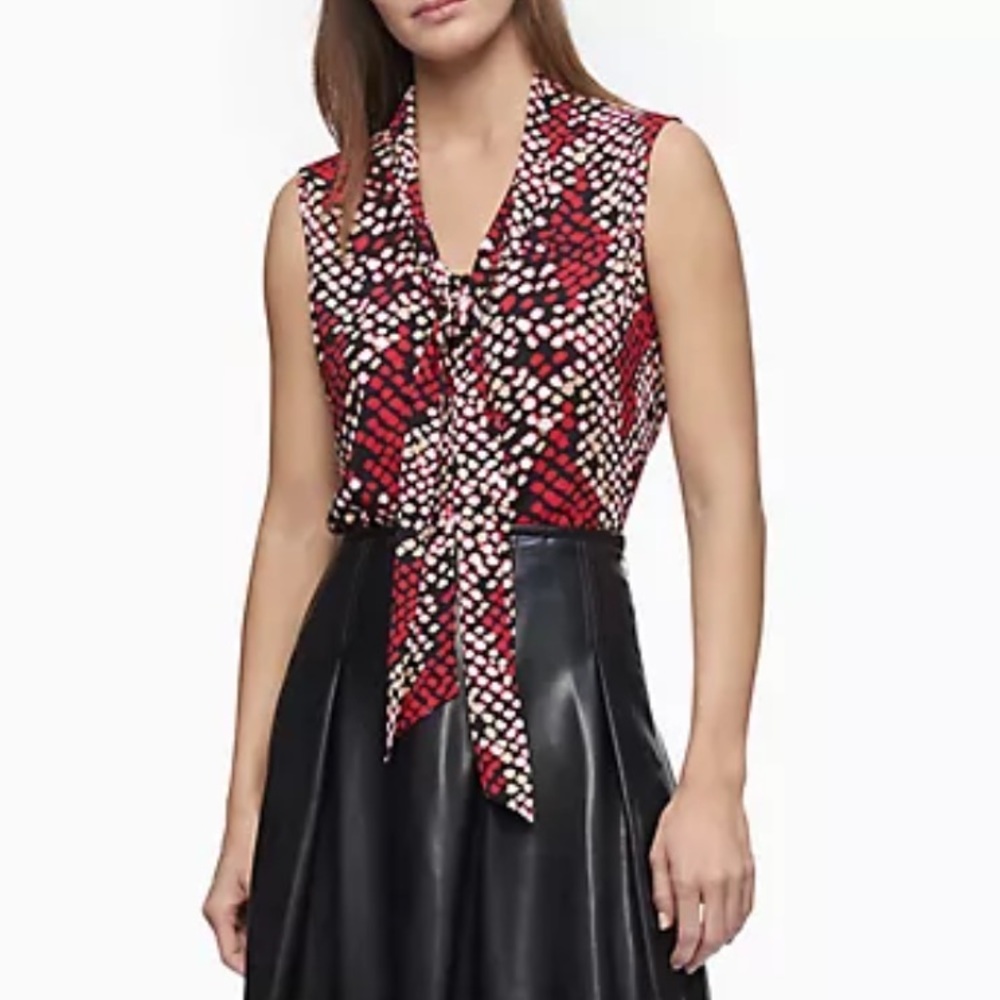 CK Printed Tie Blouse